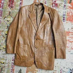 VTG 70s Grais Cabretta Leather USA Mens 40 Reg Angel Skin Sport Coat Jacket
